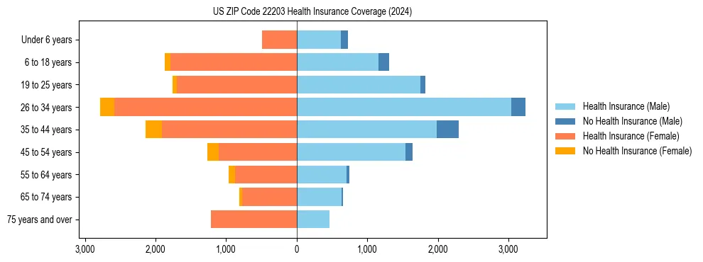 Health insurance pyramid for US ZIP Code 22203