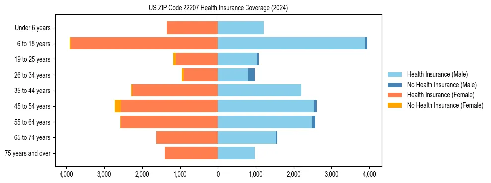 Health insurance pyramid for US ZIP Code 22207
