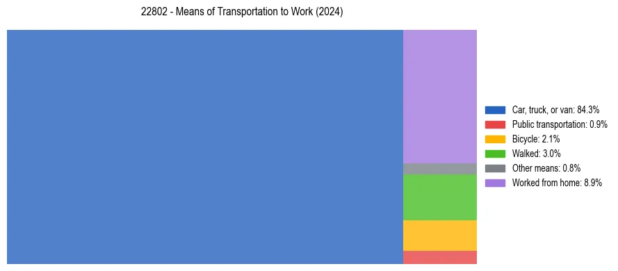 Commute modes in US ZIP Code 22802