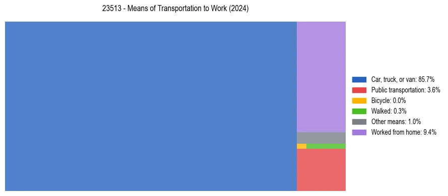 Commute modes in US ZIP Code 23513