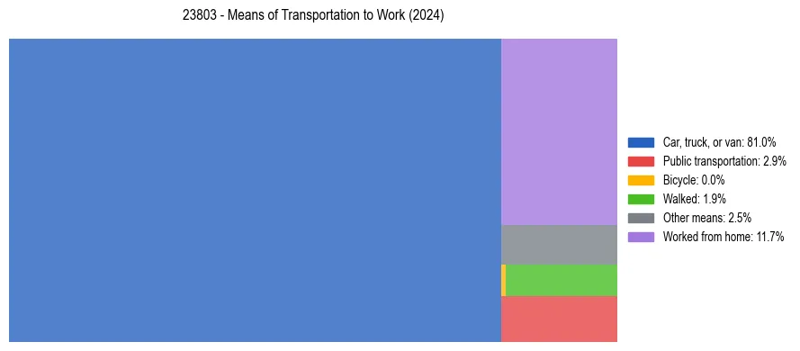 Commute modes in US ZIP Code 23803