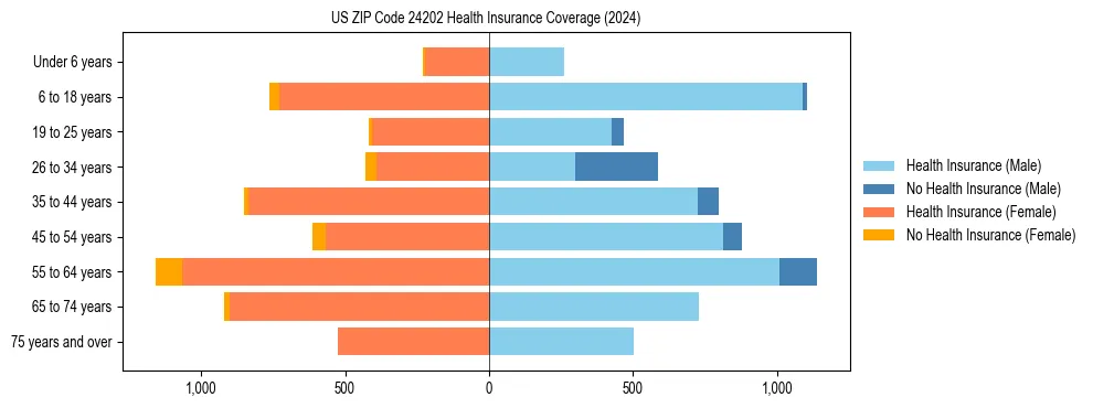 Health insurance pyramid for US ZIP Code 24202