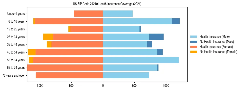 Health insurance pyramid for US ZIP Code 24210