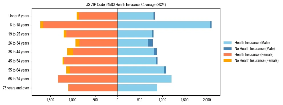 Health insurance pyramid for US ZIP Code 24503