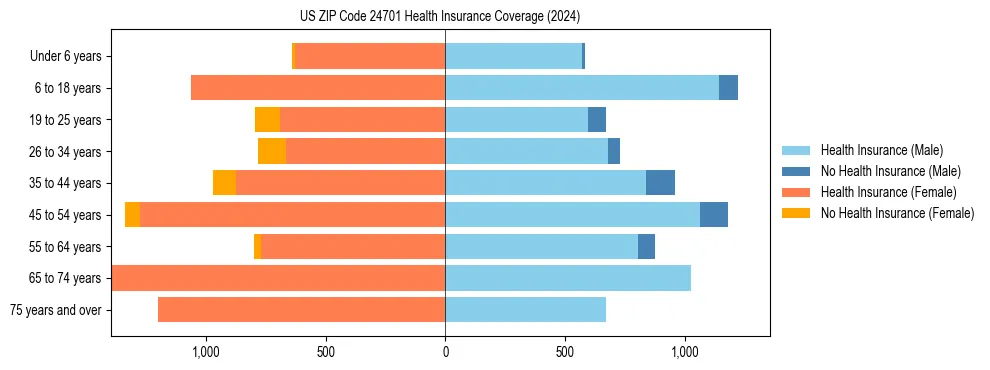 Health insurance pyramid for US ZIP Code 24701