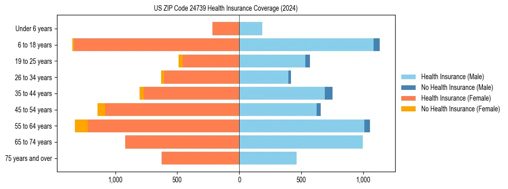 Health insurance pyramid for US ZIP Code 24739