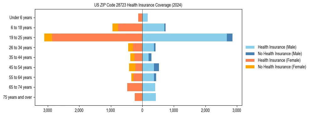 Health insurance pyramid for US ZIP Code 28723