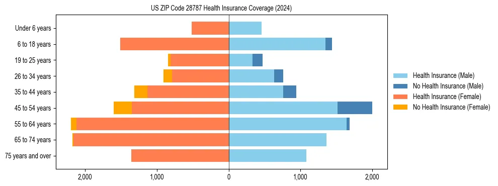 Health insurance pyramid for US ZIP Code 28787