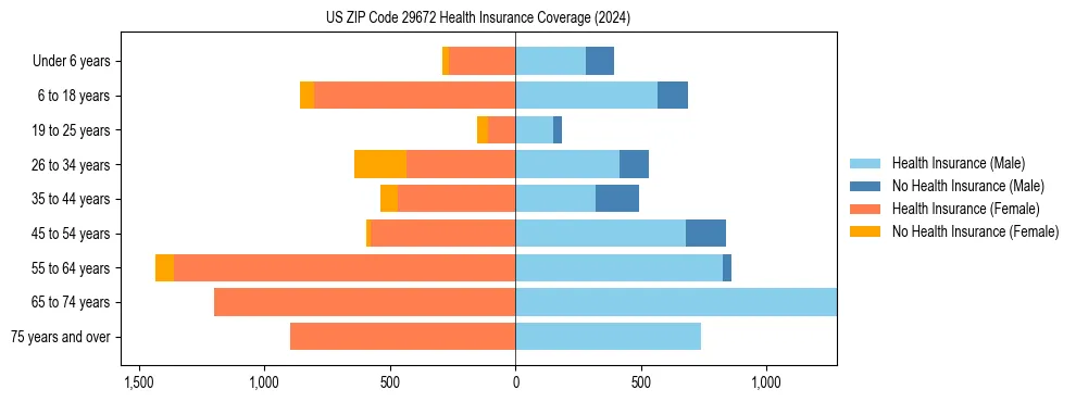 Health insurance pyramid for US ZIP Code 29672
