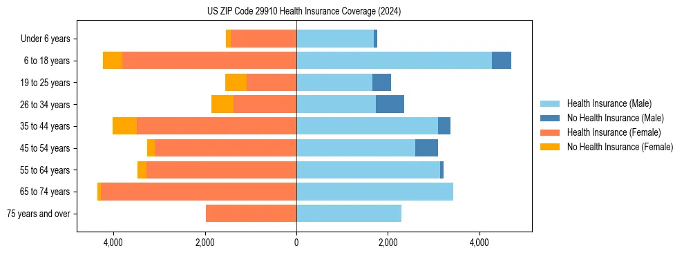 Health insurance pyramid for US ZIP Code 29910
