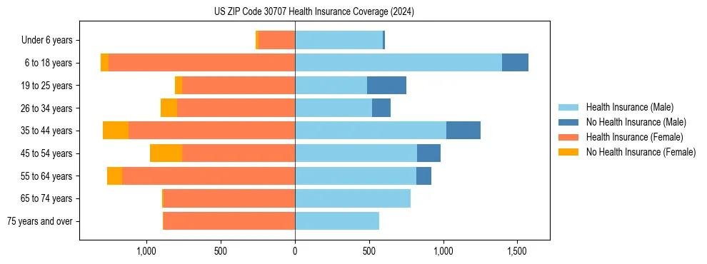 Health insurance pyramid for US ZIP Code 30707