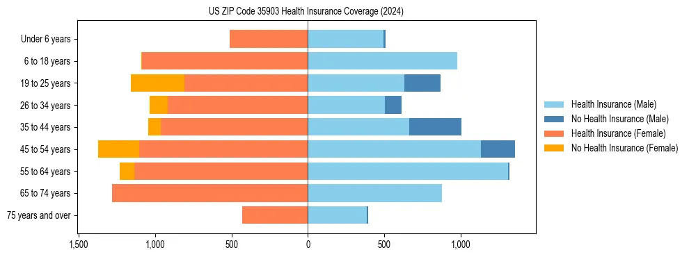 Health insurance pyramid for US ZIP Code 35903