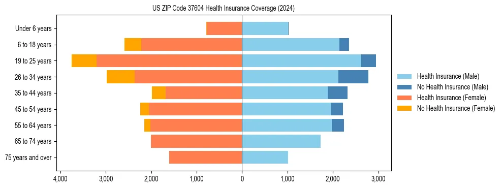 Health insurance pyramid for US ZIP Code 37604