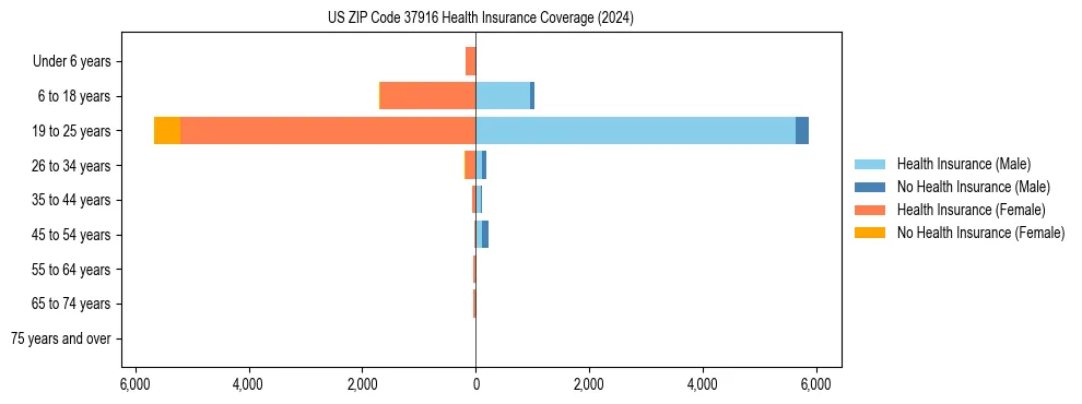 Health insurance pyramid for US ZIP Code 37916