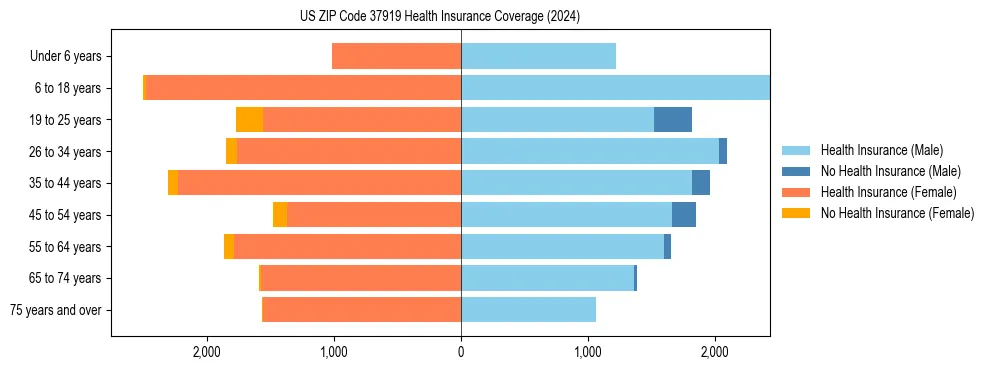 Health insurance pyramid for US ZIP Code 37919