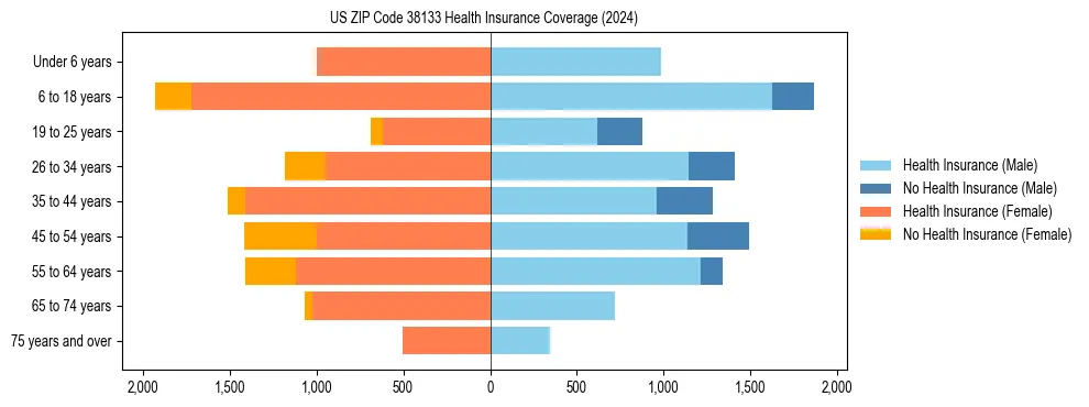 Health insurance pyramid for US ZIP Code 38133