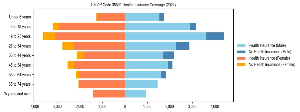 Health insurance pyramid for US ZIP Code 38501