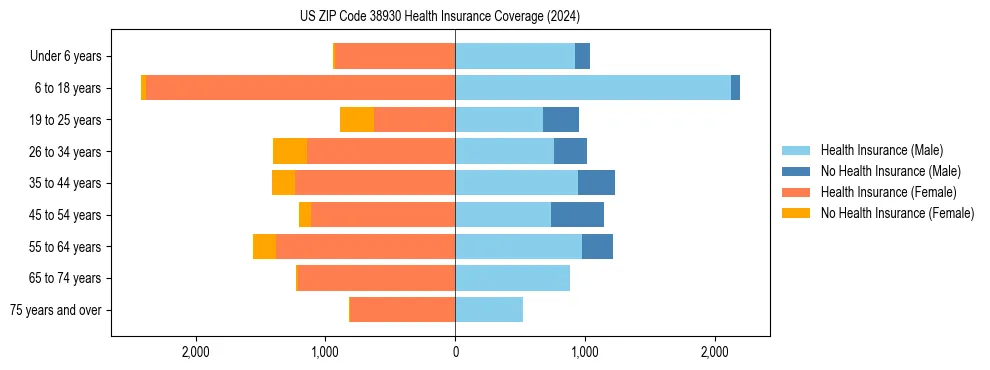 Health insurance pyramid for US ZIP Code 38930