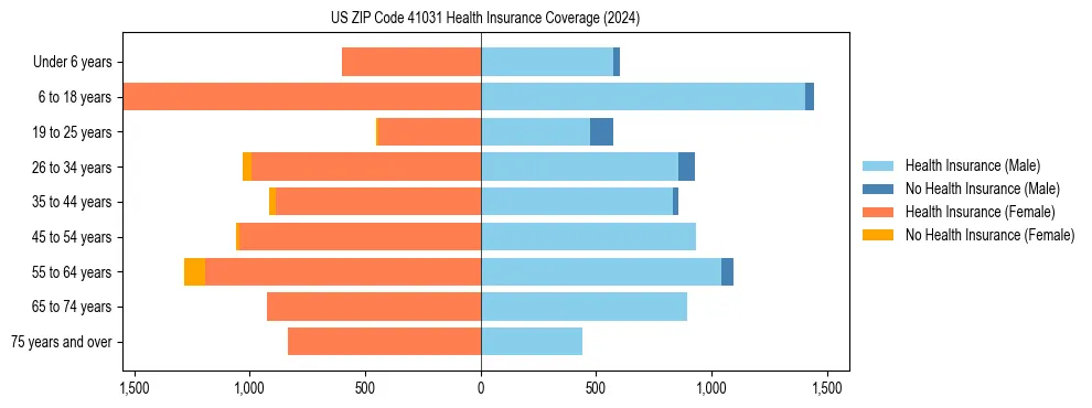 Health insurance pyramid for US ZIP Code 41031