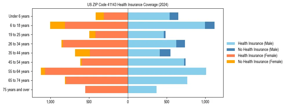 Health insurance pyramid for US ZIP Code 41143