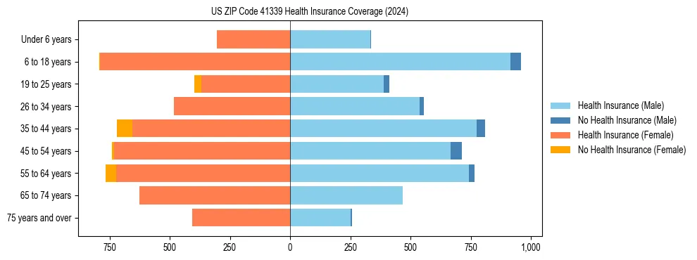 Health insurance pyramid for US ZIP Code 41339