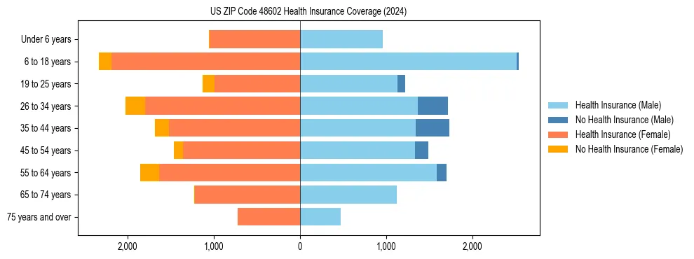 Health insurance pyramid for US ZIP Code 48602