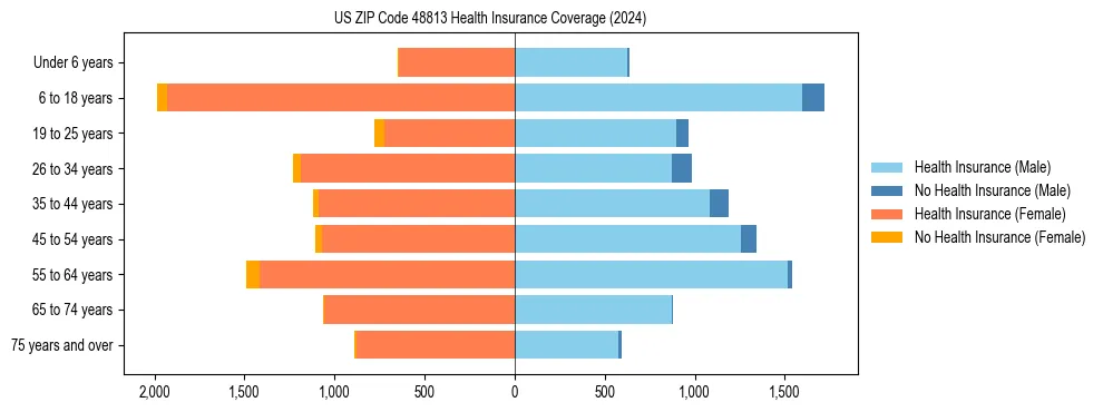 Health insurance pyramid for US ZIP Code 48813