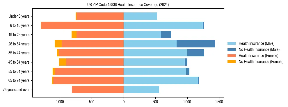 Health insurance pyramid for US ZIP Code 48838