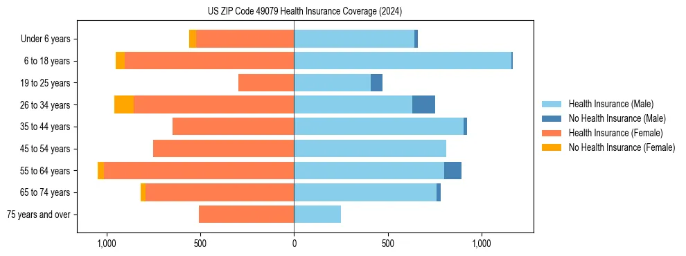 Health insurance pyramid for US ZIP Code 49079
