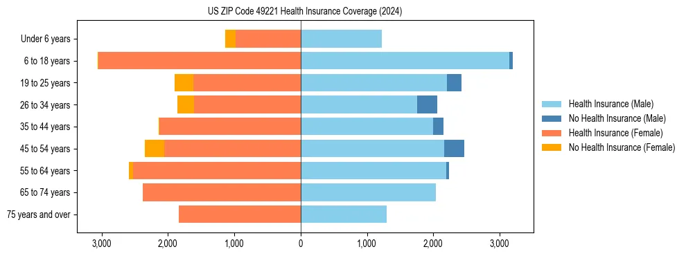 Health insurance pyramid for US ZIP Code 49221