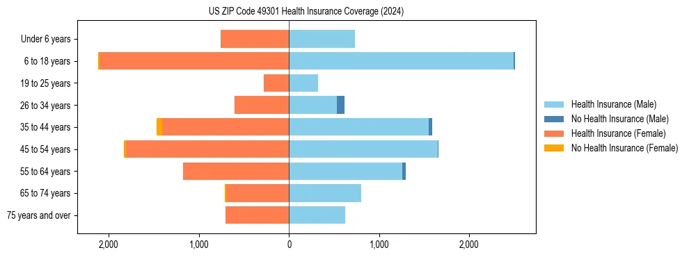 Health insurance pyramid for US ZIP Code 49301