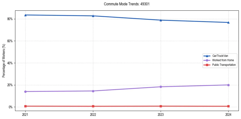 Transportation trends in US ZIP Code 49301