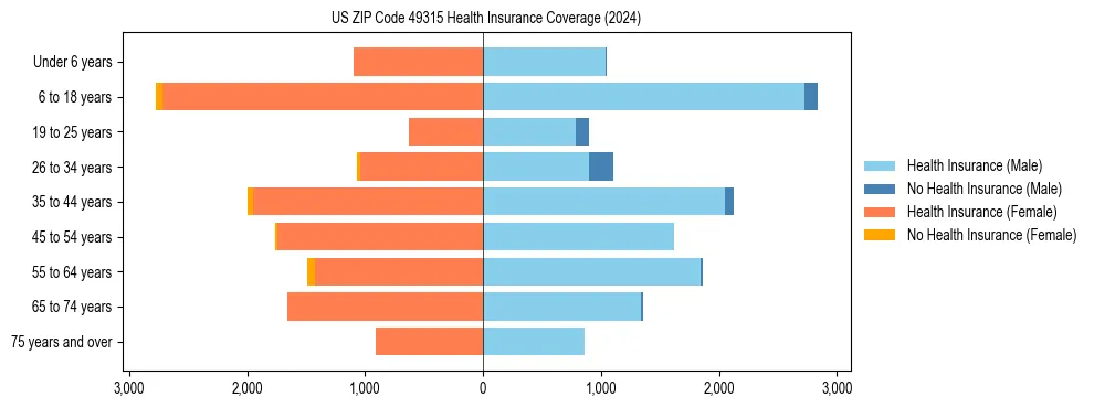 Health insurance pyramid for US ZIP Code 49315