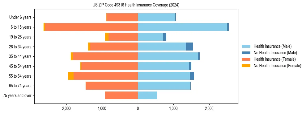 Health insurance pyramid for US ZIP Code 49316