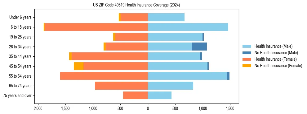 Health insurance pyramid for US ZIP Code 49319