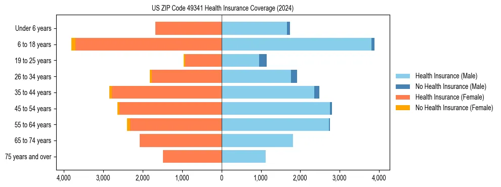 Health insurance pyramid for US ZIP Code 49341