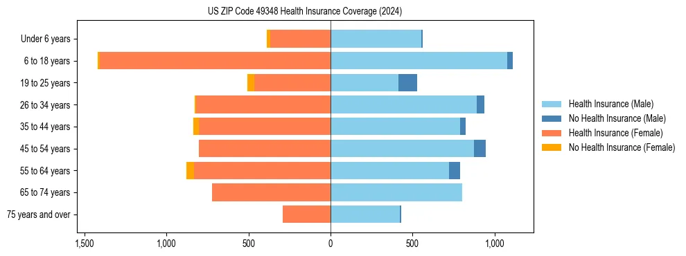 Health insurance pyramid for US ZIP Code 49348