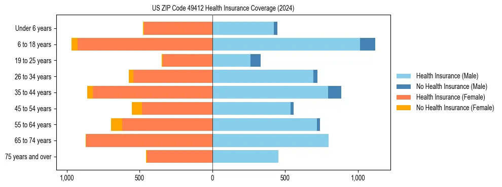 Health insurance pyramid for US ZIP Code 49412