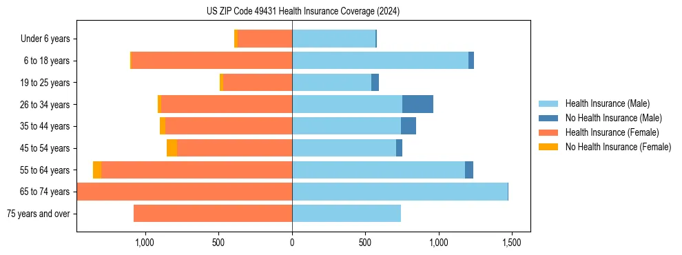 Health insurance pyramid for US ZIP Code 49431