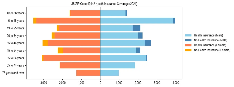 Health insurance pyramid for US ZIP Code 49442