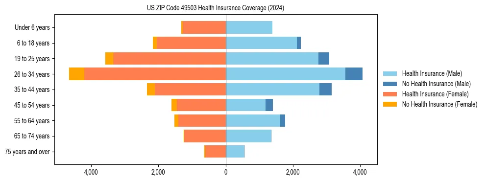 Health insurance pyramid for US ZIP Code 49503