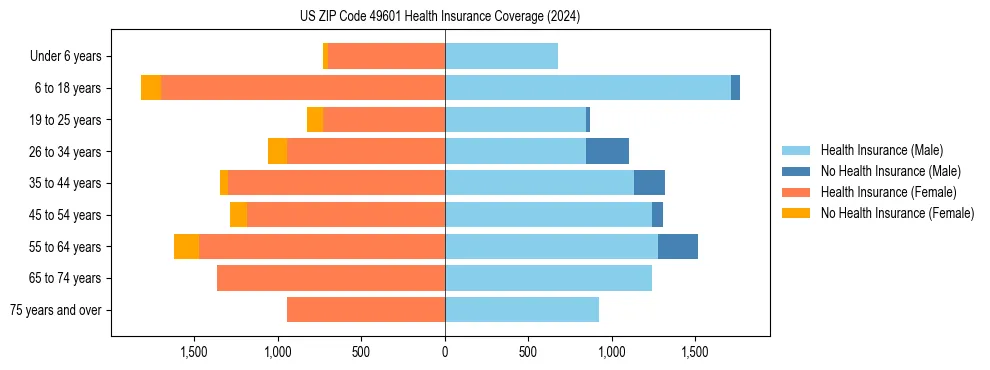 Health insurance pyramid for US ZIP Code 49601