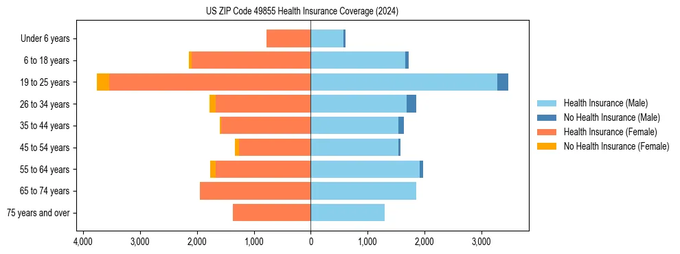 Health insurance pyramid for US ZIP Code 49855