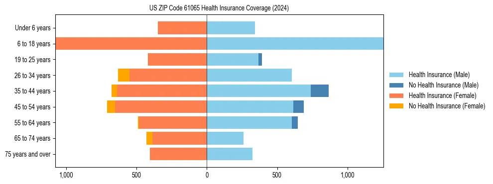 Health insurance pyramid for US ZIP Code 61065
