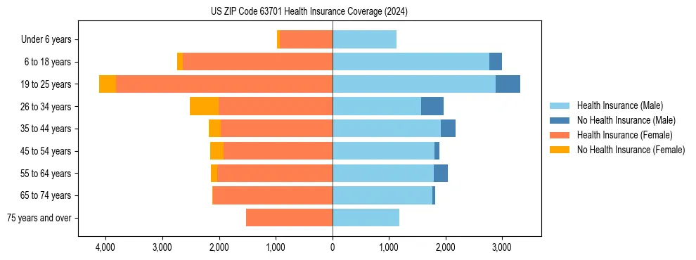 Health insurance pyramid for US ZIP Code 63701