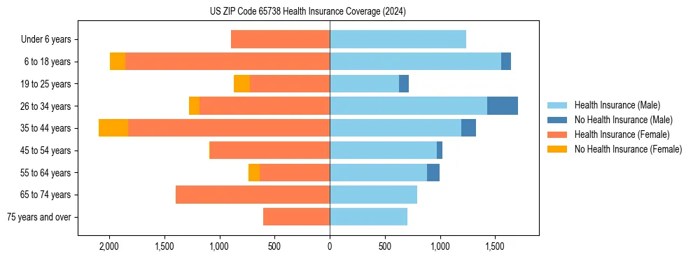 Health insurance pyramid for US ZIP Code 65738