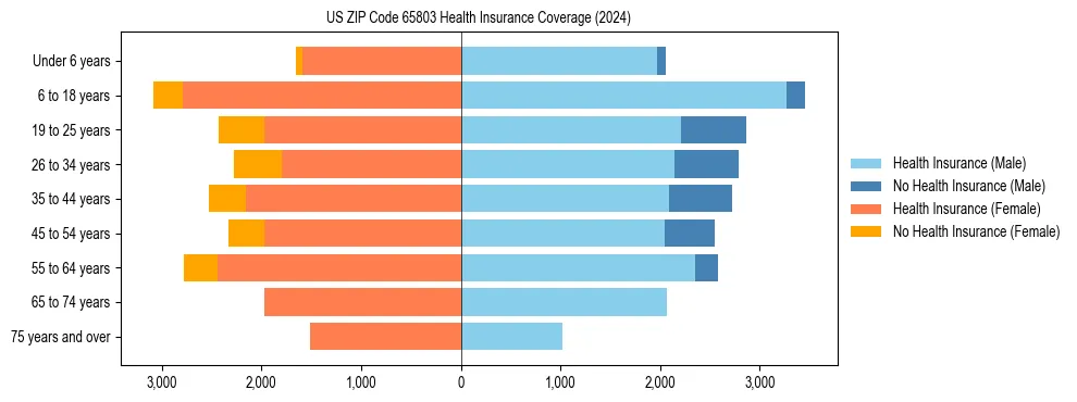 Health insurance pyramid for US ZIP Code 65803