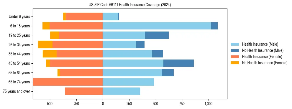 Health insurance pyramid for US ZIP Code 66111