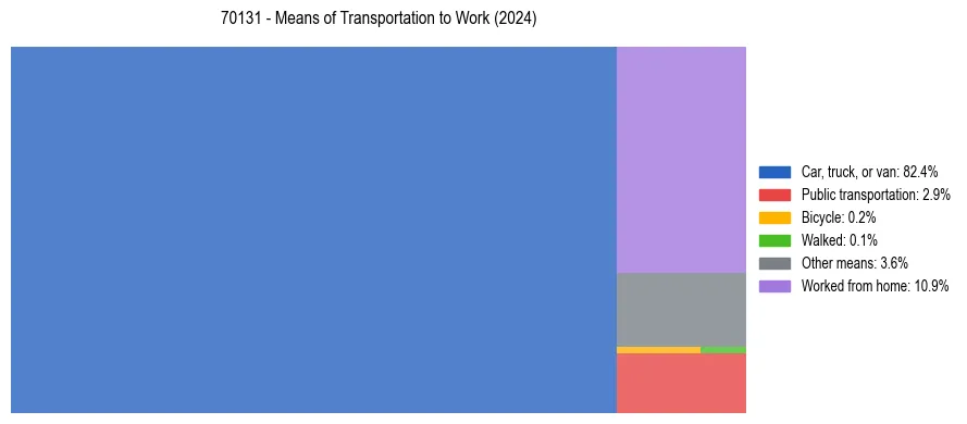 Commute modes in US ZIP Code 70131