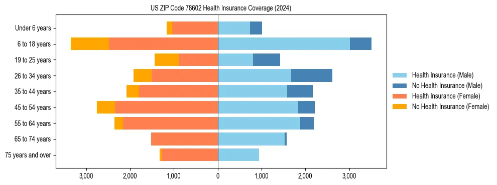 Health insurance pyramid for US ZIP Code 78602